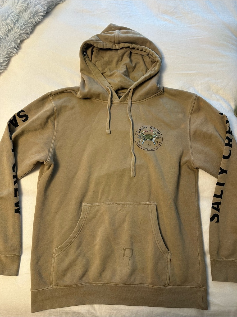 Salty Crew Men's Khaki Hoodie with Sleeve Logo